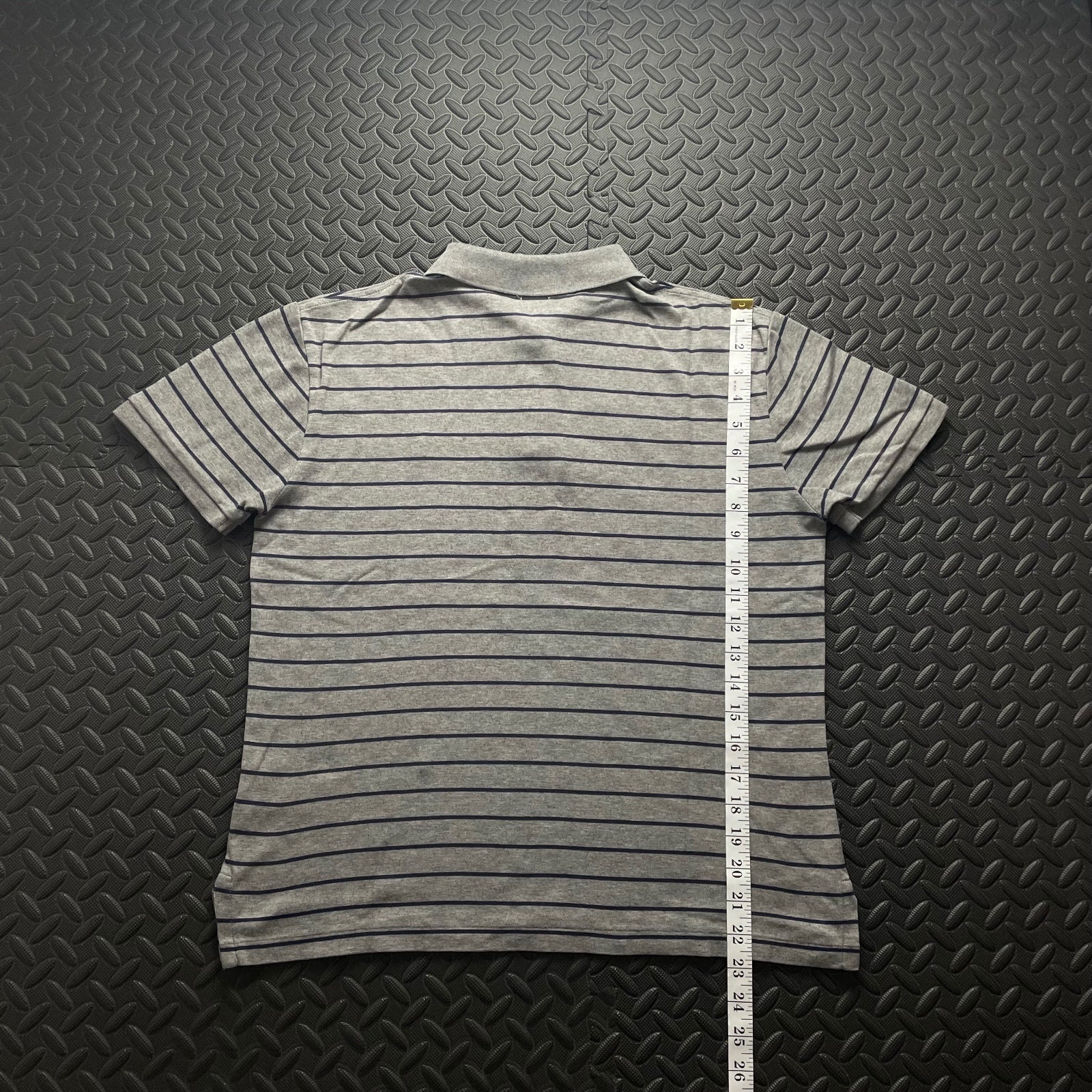 Ralph Lauren Grey Striped Polo Shirt | Men’s Slim Fit M / 3430