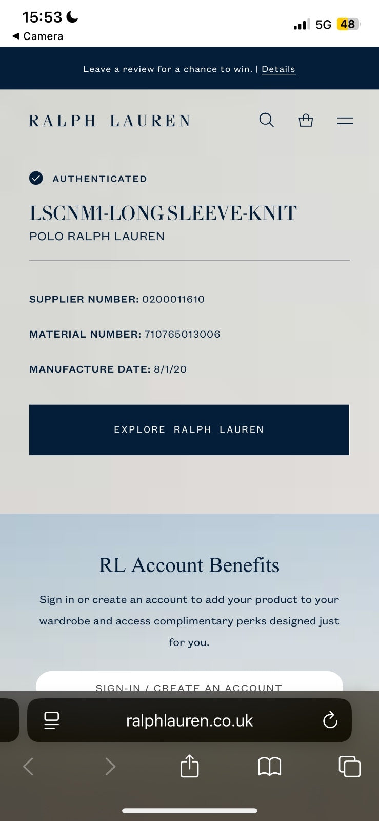 Ralph Lauren Cream Crewneck Jumper | Men’s Classic Fit S / 3768