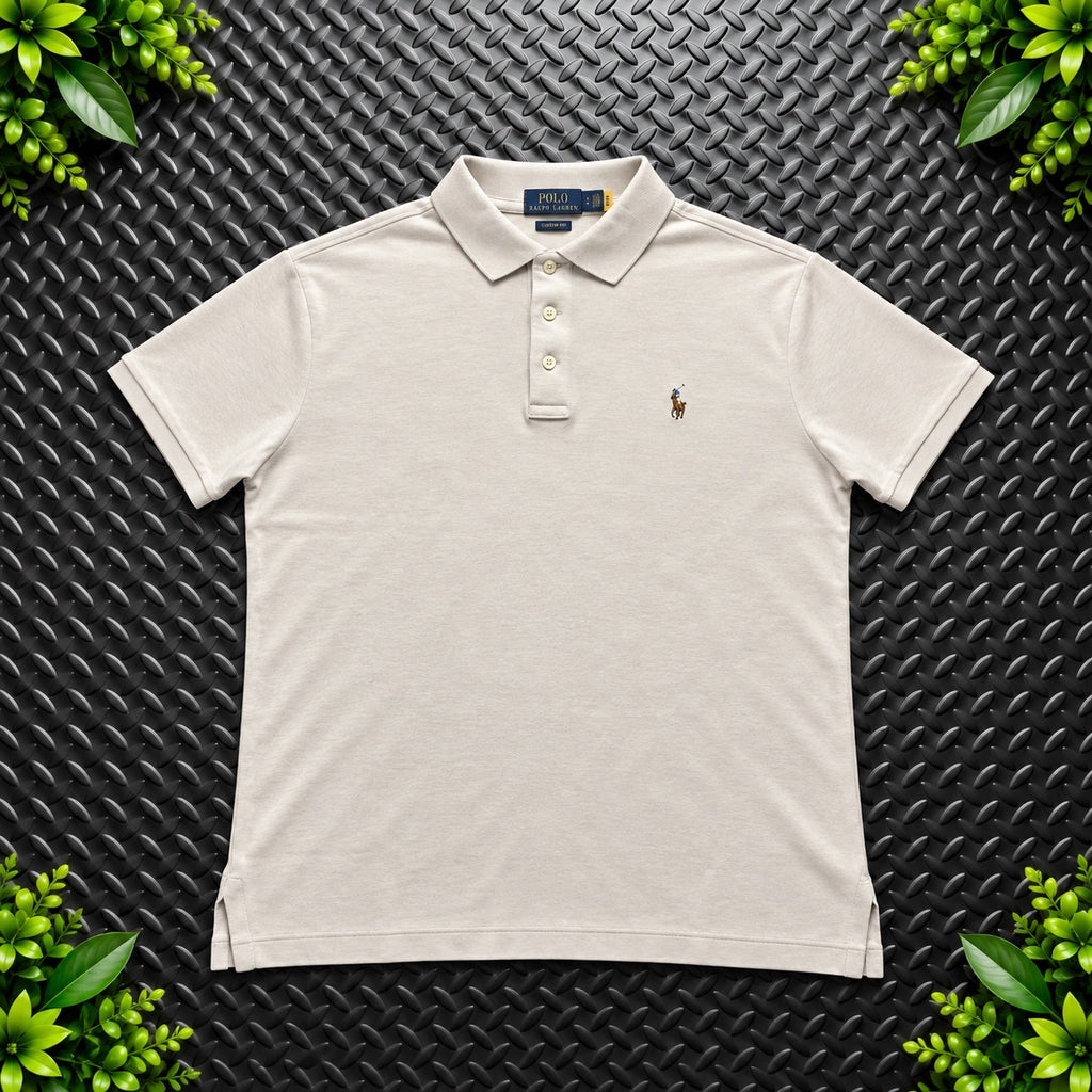Ralph Lauren Cream Polo Shirt | Men’s Slim Fit L / 3629