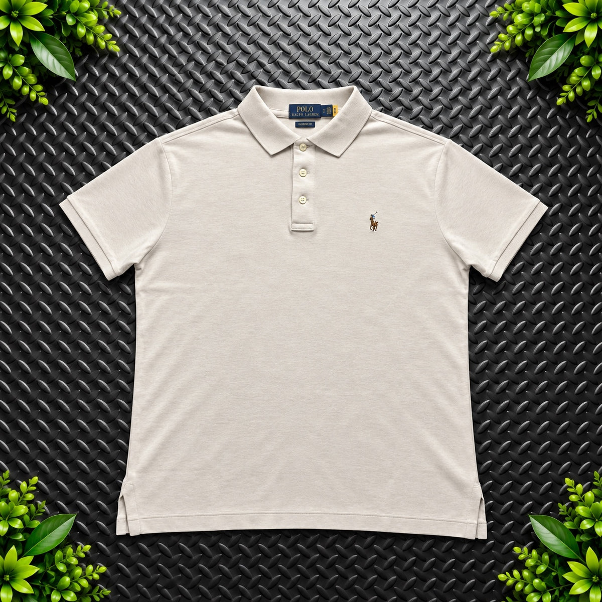 Ralph Lauren Cream Polo Shirt | Men’s Slim Fit L / 3629