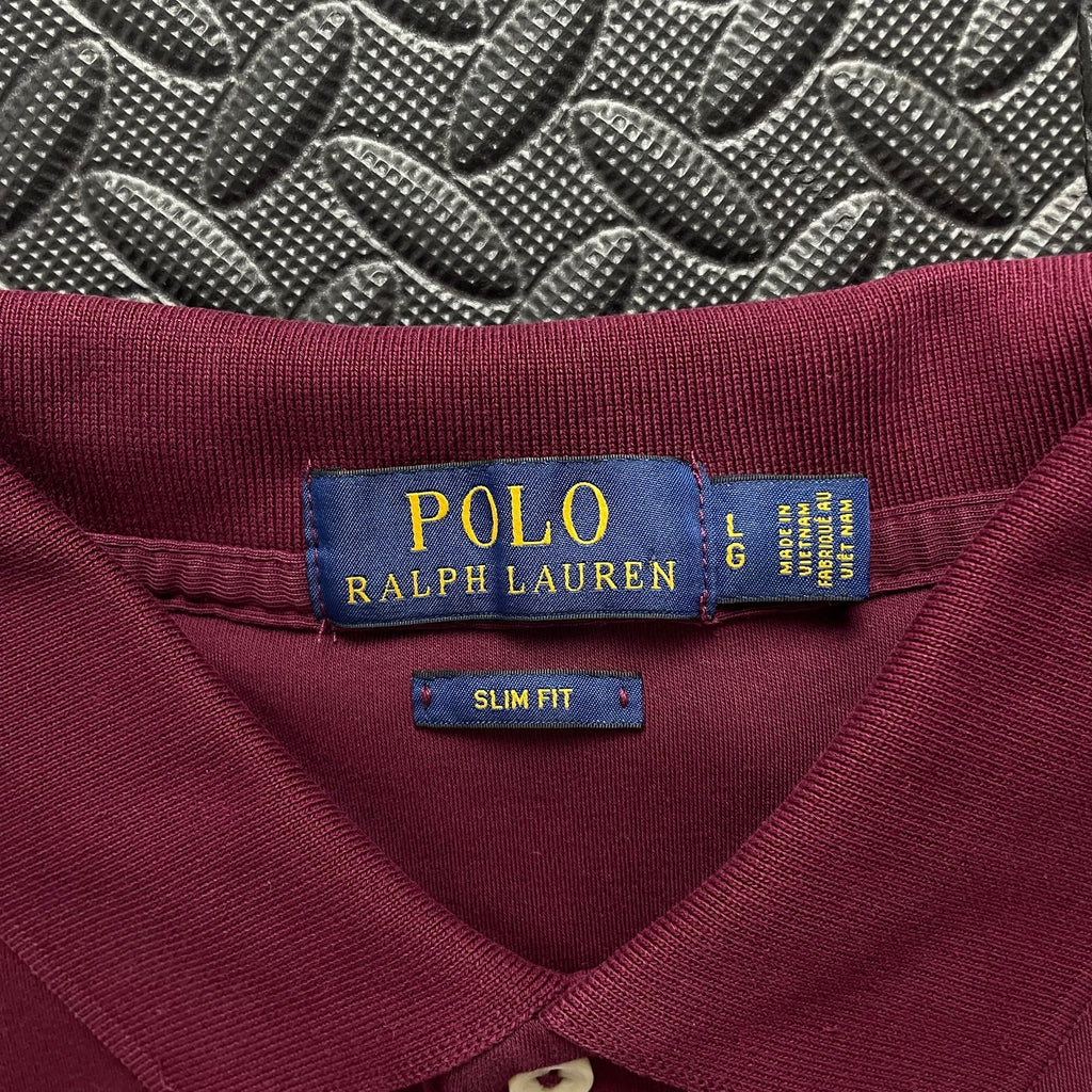 Ralph Lauren Burgundy Polo Shirt | Men’s Slim Fit L / 3474