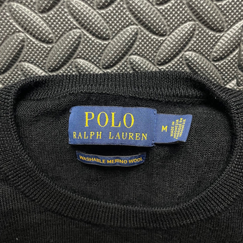 Ralph Lauren Black Crewneck Jumper / Merino Wool | Mens Classic Fit M / 3677