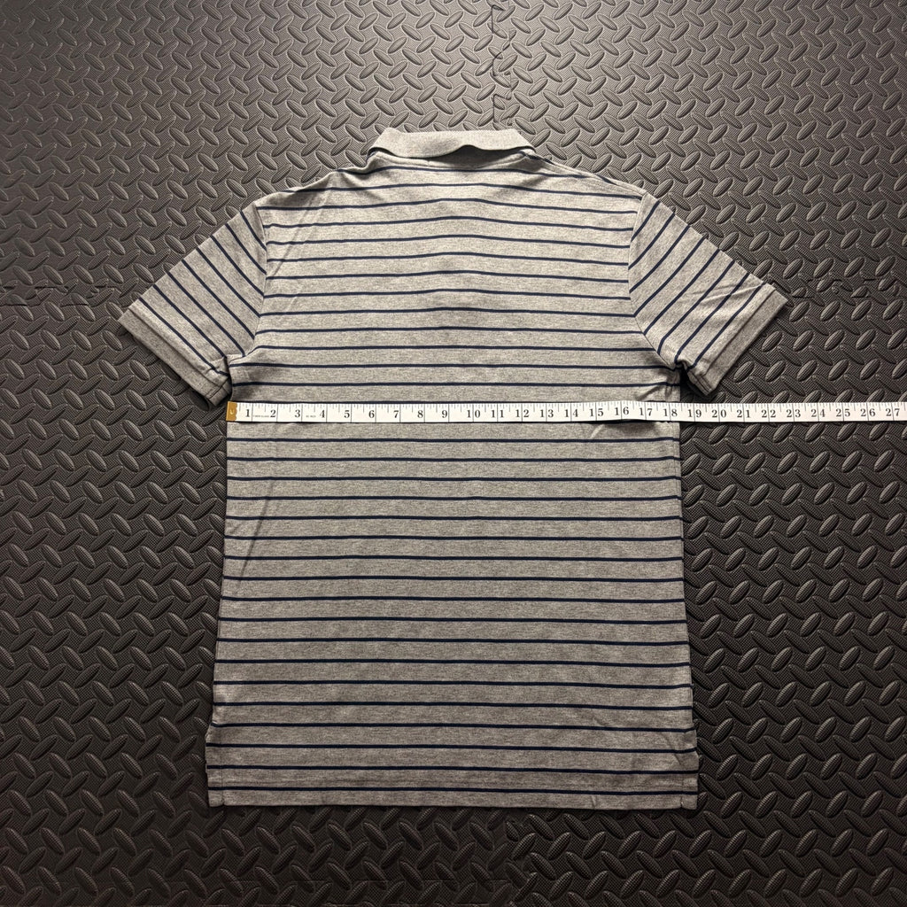 Ralph Lauren Grey Striped Polo Shirt | Men’s Classic Fit S / 3805