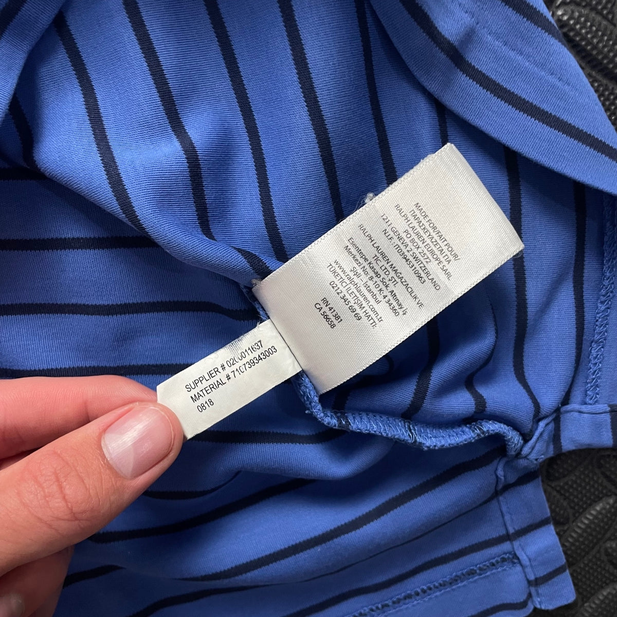 Ralph Lauren Blue Striped Polo Shirt | Men’s Classic Fit M / 3753