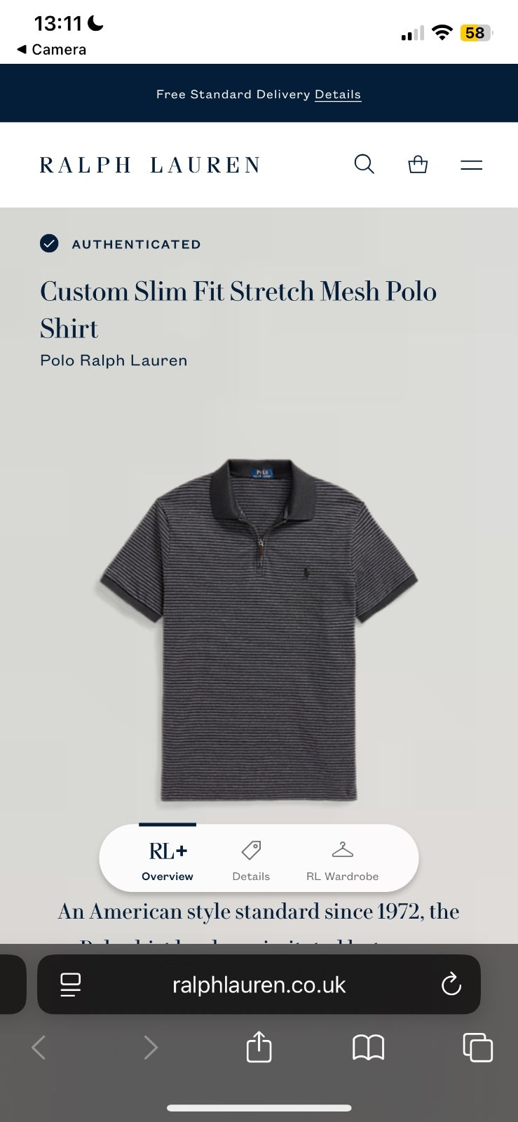 Ralph Lauren Grey Striped 1/4 Zip Polo Shirt | Men’s Custom Slim Fit M / 3698