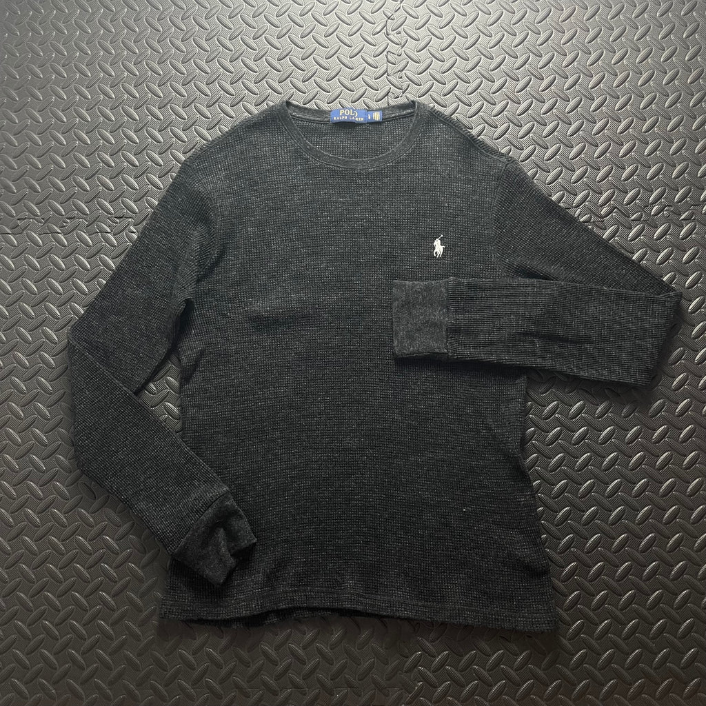 Ralph Lauren Grey Crewneck Waffle Jumper | Men’s Classic Fit L / 3775