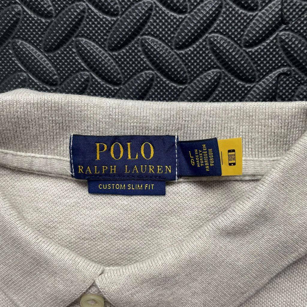 Ralph Lauren Beige Polo Shirt | Men’s Custom Slim Fit L / 3663