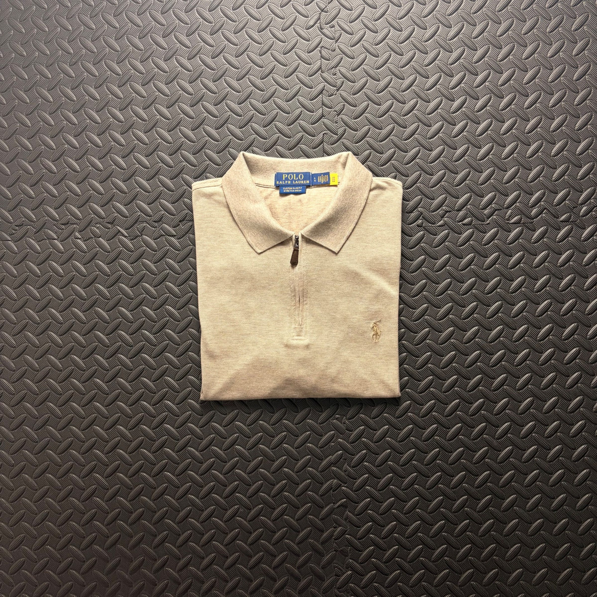 Ralph Lauren Beige 1/4 Zip Polo Shirt | Men’s Custom Slim Fit L / 3871