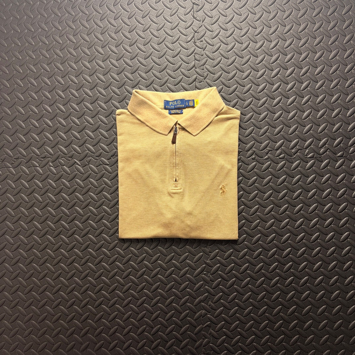 Ralph Lauren Beige 1/4 Zip Polo Shirt | Men’s Custom Slim Fit L / 3870