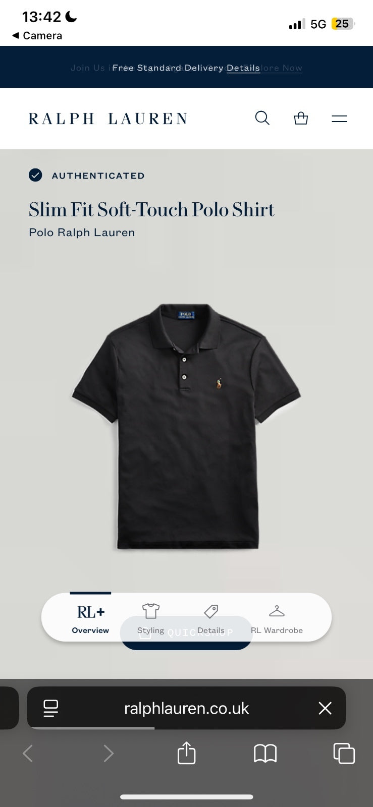 Ralph Lauren Black Polo Shirt | Men’s Slim Fit XXL / 3793