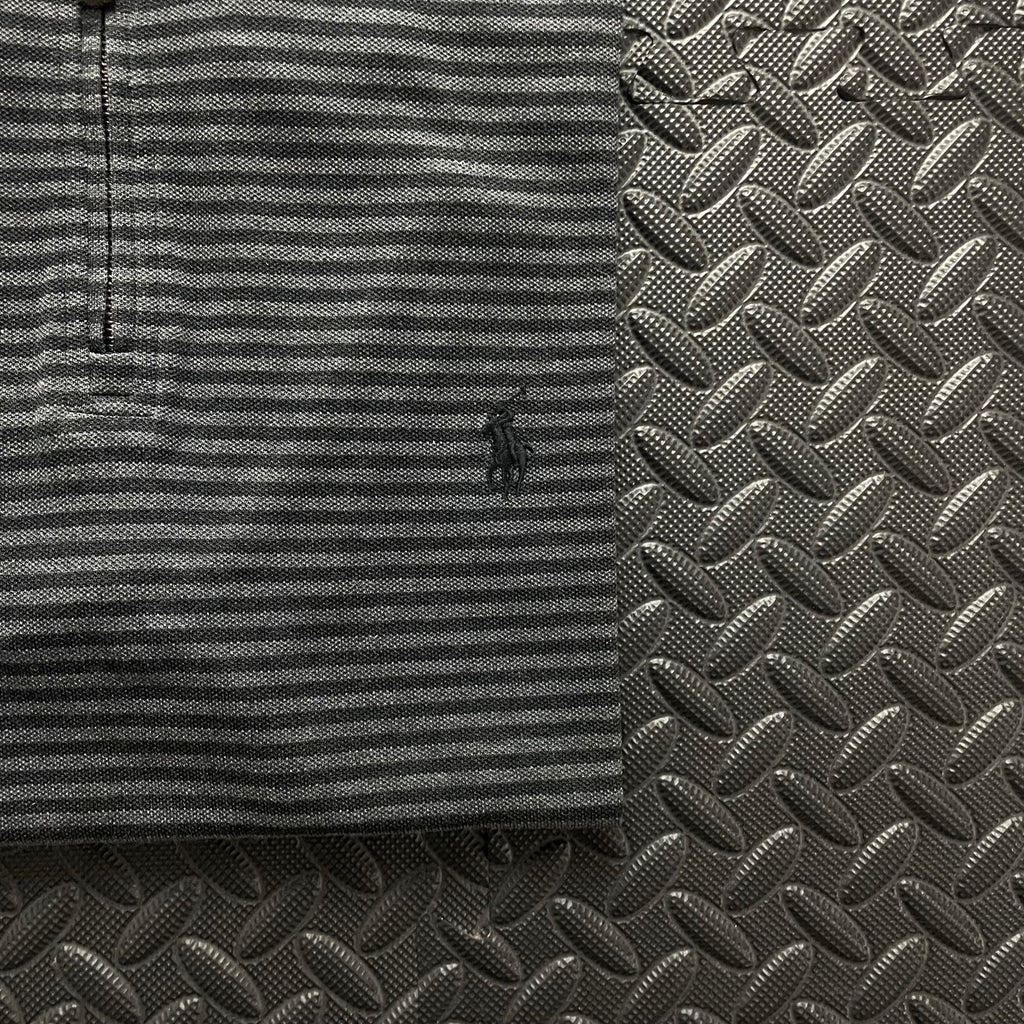 Ralph Lauren Grey Striped 1/4 Zip Polo Shirt | Men’s Custom Slim Fit M / 3698