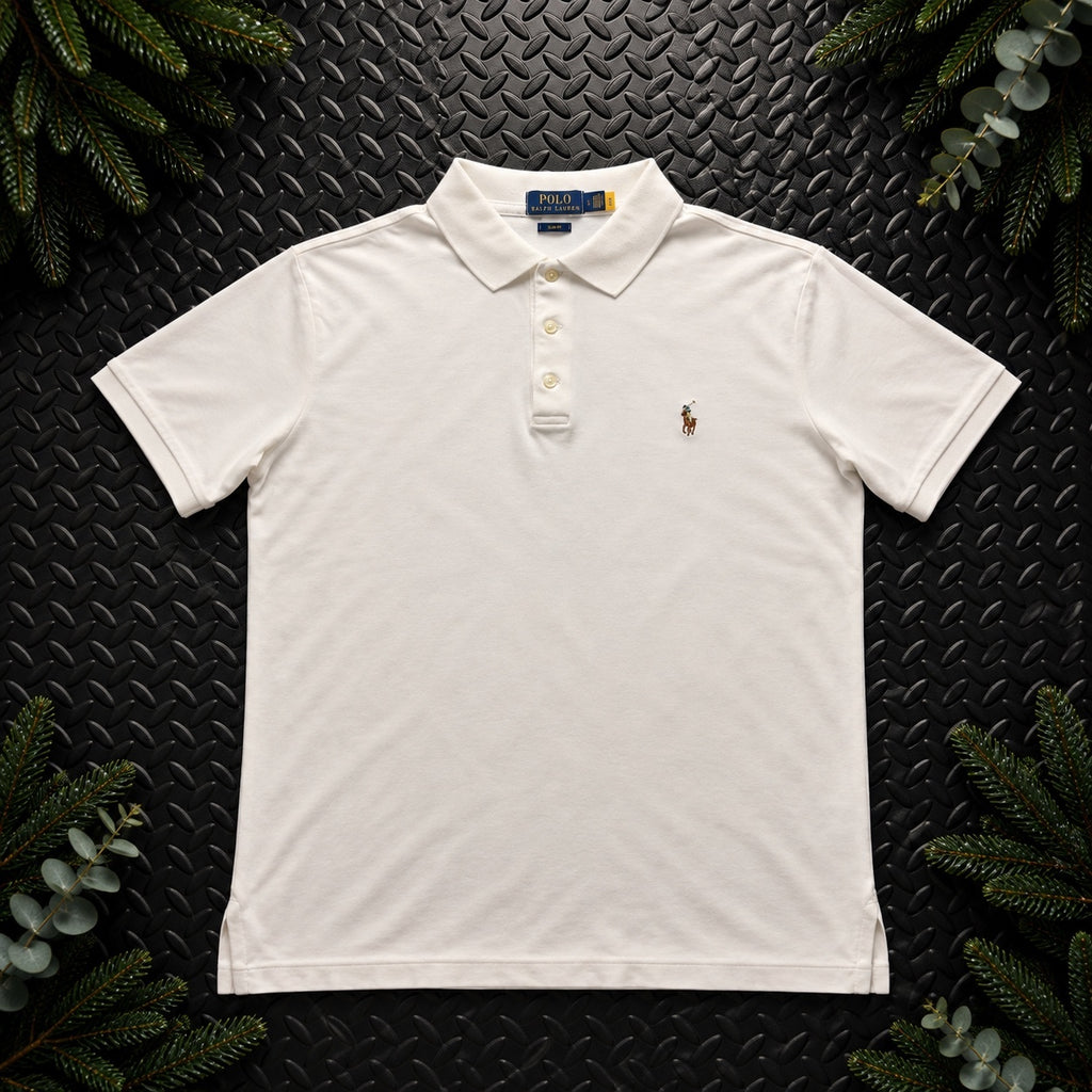 Ralph Lauren White Polo Shirt | Men’s Custom Slim Fit XL / 3862