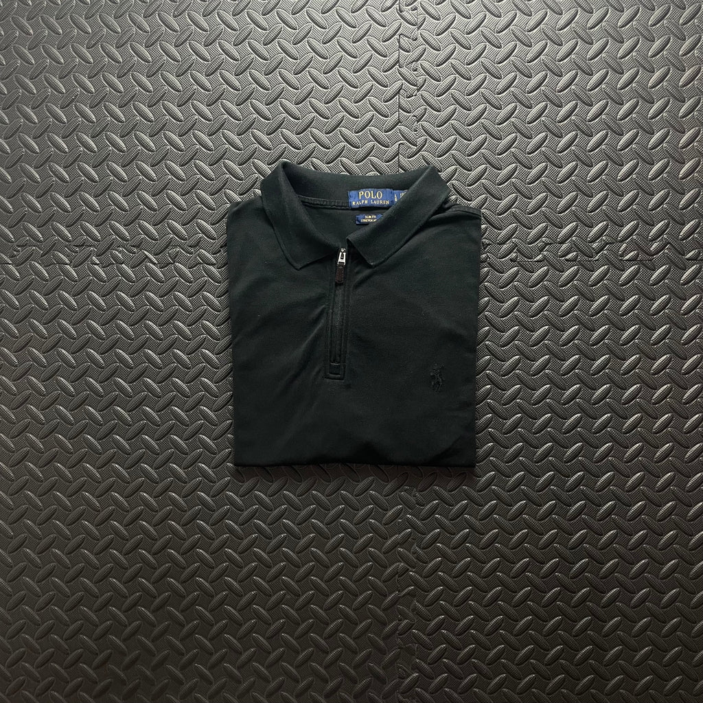 Ralph Lauren Black 1/4 Zip Polo Shirt | Men’s Slim Fit L / 3751