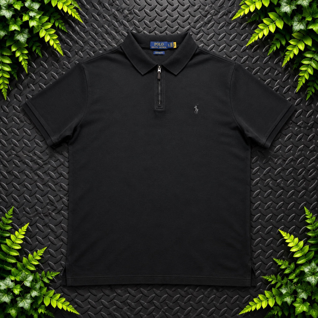 Ralph Lauren Black 1/4 Zip Polo Shirt | Men’s Custom Slim Fit XL / 3798