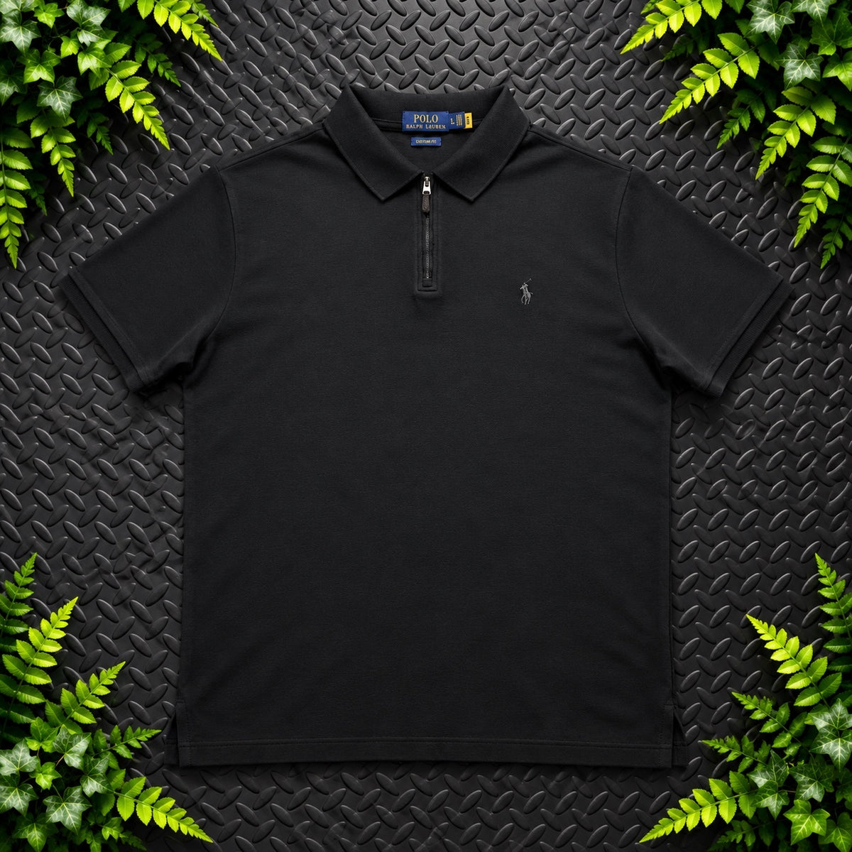 Ralph Lauren Black 1/4 Zip Polo Shirt | Men’s Custom Slim Fit XL / 3798