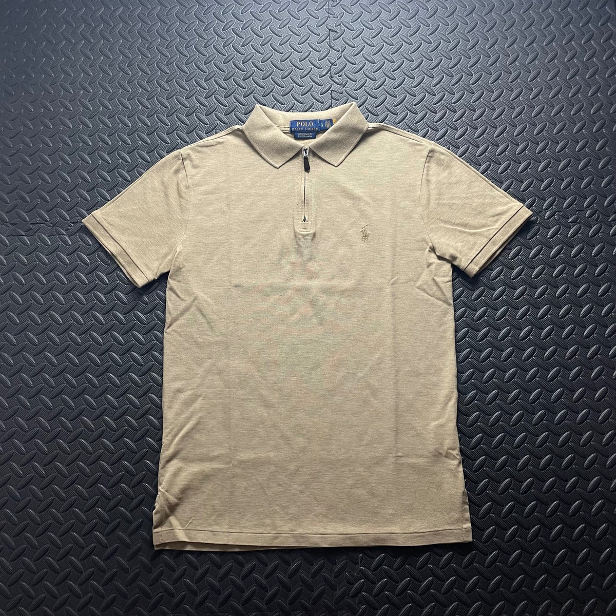 Ralph Lauren Beige 1/4 Zip Polo Shirt | Men’s Custom Slim Fit S / 3625