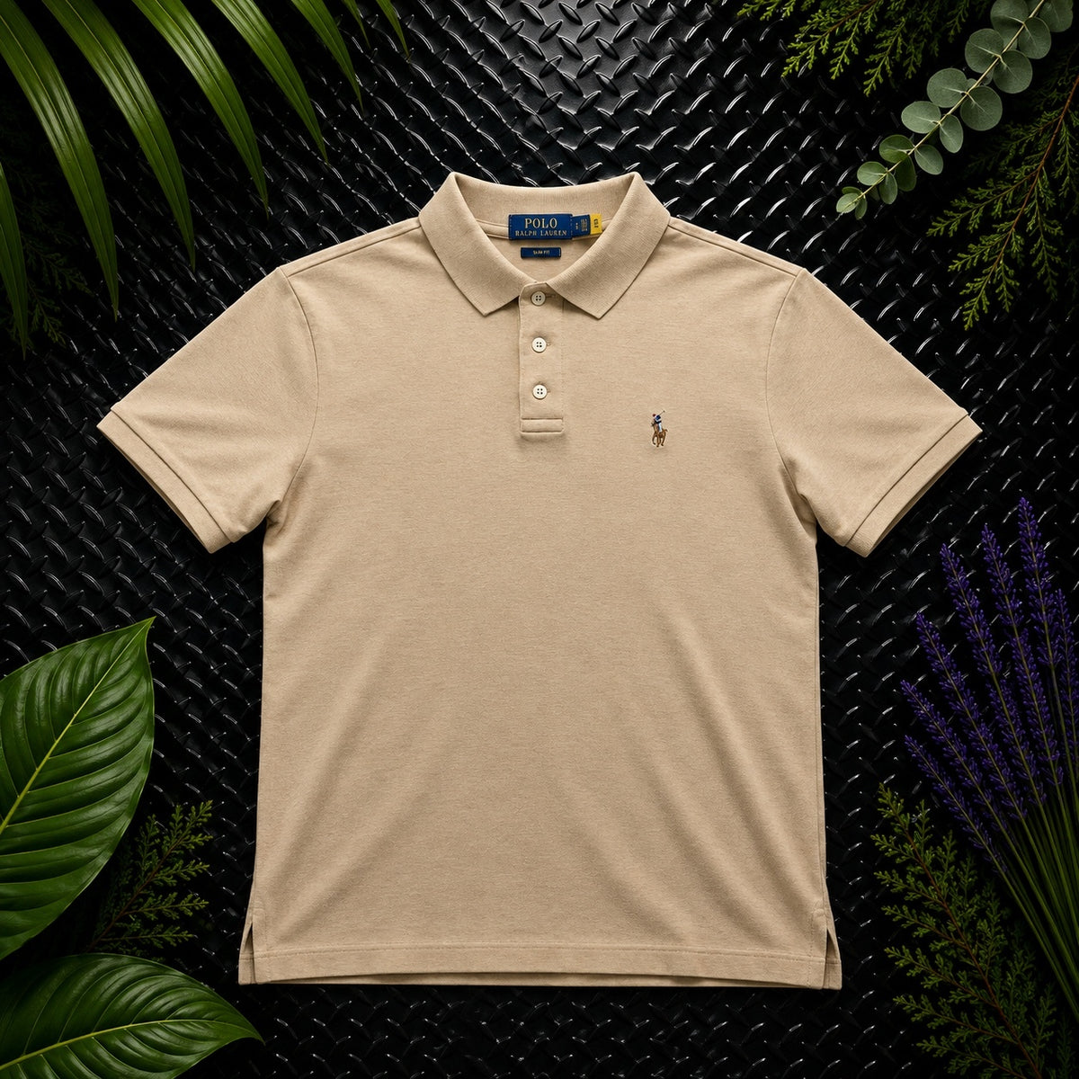 Ralph Lauren Beige Polo Shirt | Men’s Custom Slim Fit L