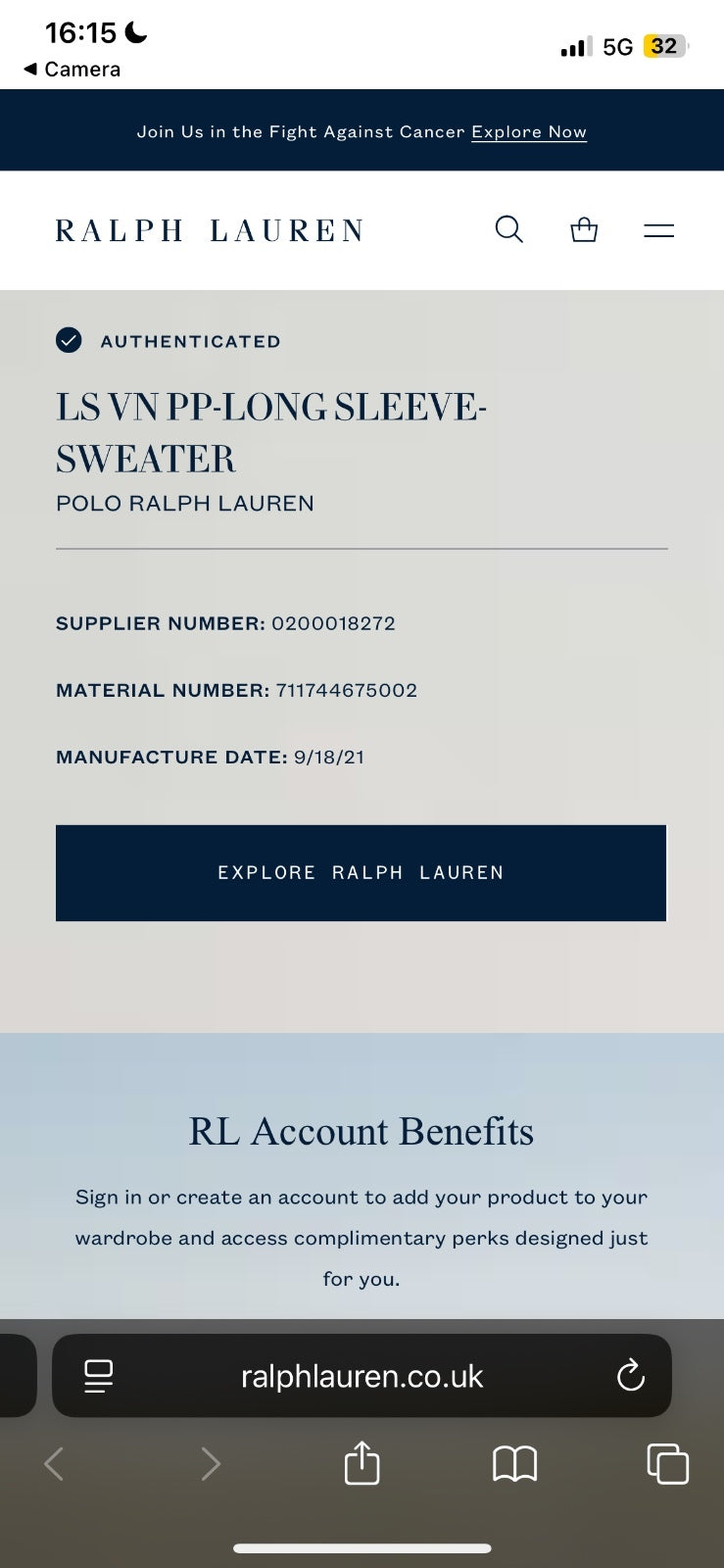 Ralph Lauren Navy V-Neck Jumper | Men’s Classic Fit L / 3773