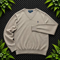 Ralph Lauren Beige V-Neck Jumper | Men’s Classic Fit L / 3778