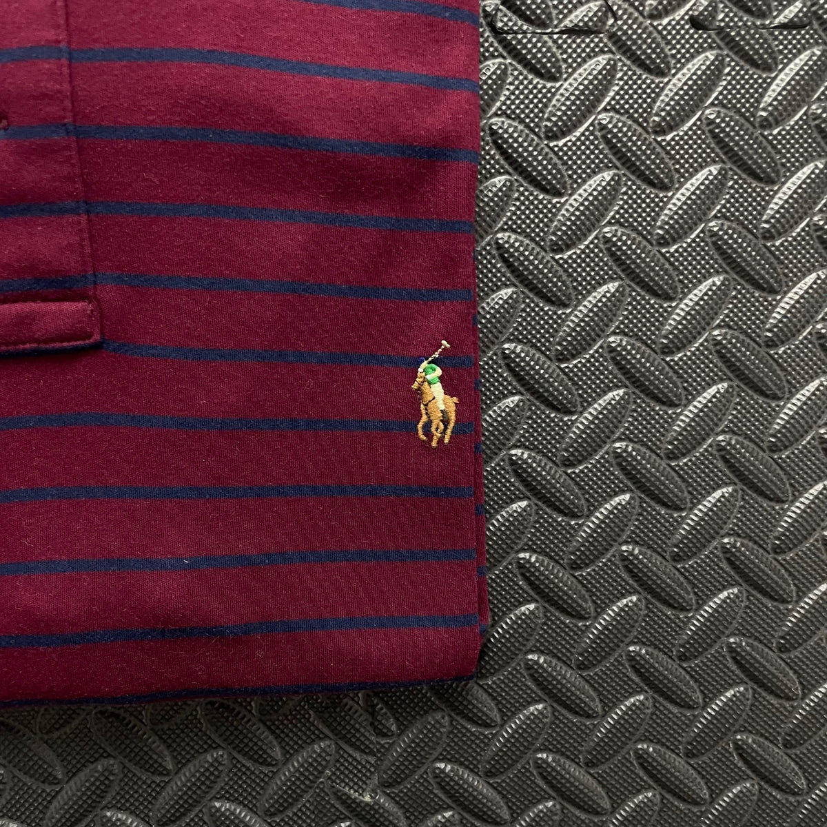 Ralph Lauren Burgundy Striped Polo Shirt | Men’s Custom Slim Fit M / 3716