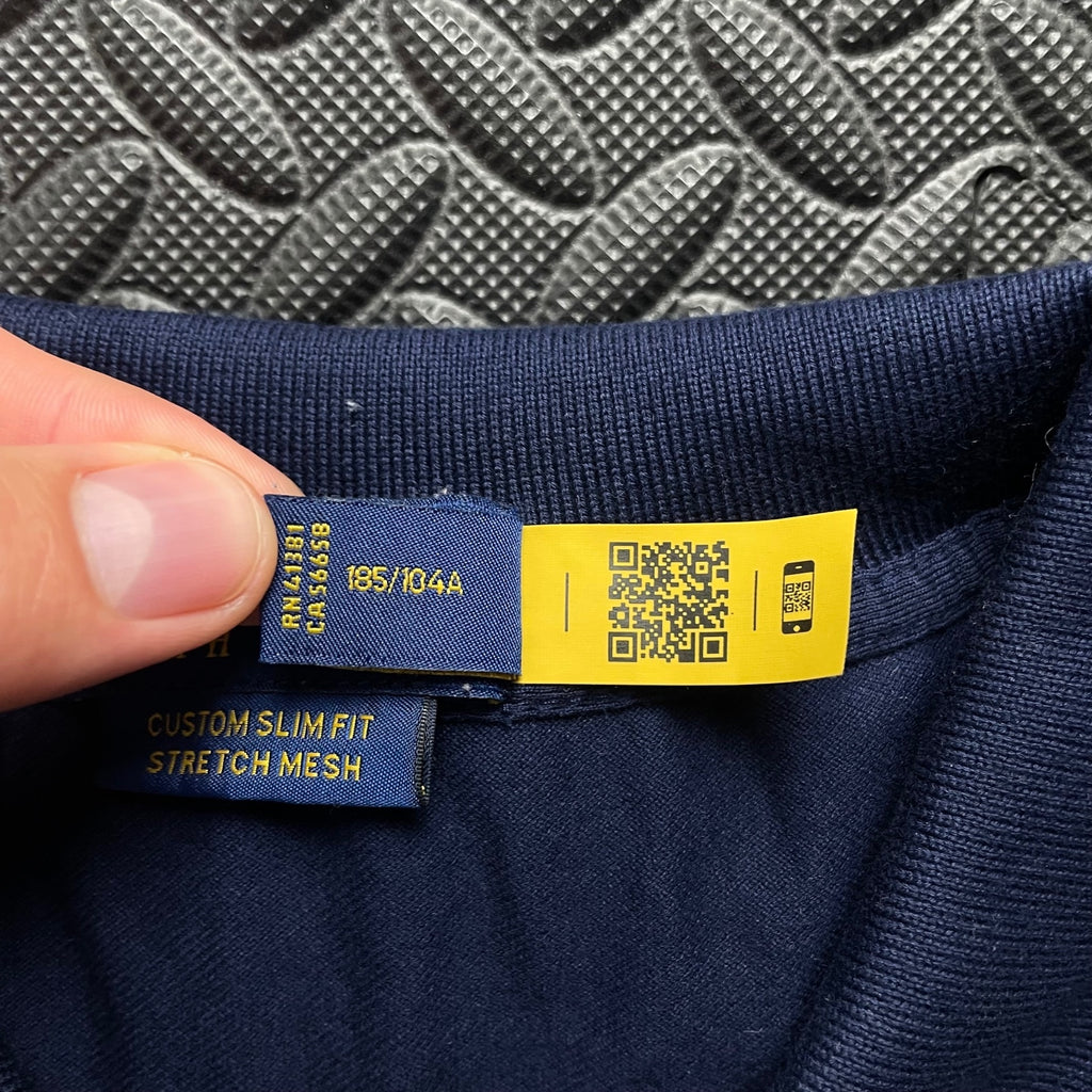 Ralph Lauren Navy 1/4 Zip Polo Shirt | Men’s Custom Slim Fit XL / 3797