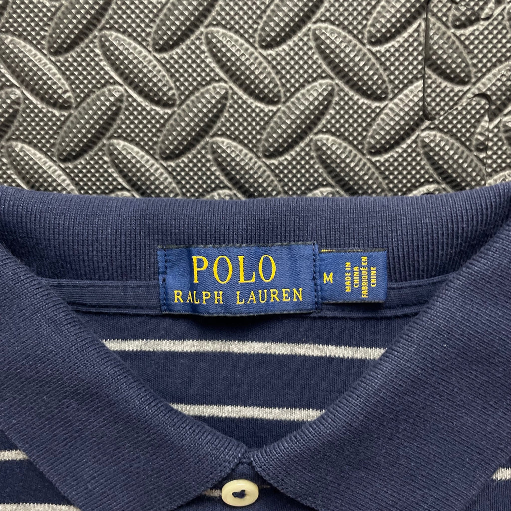 Ralph Lauren Navy Striped Polo Shirt | Men’s Classic Fit M / 3755