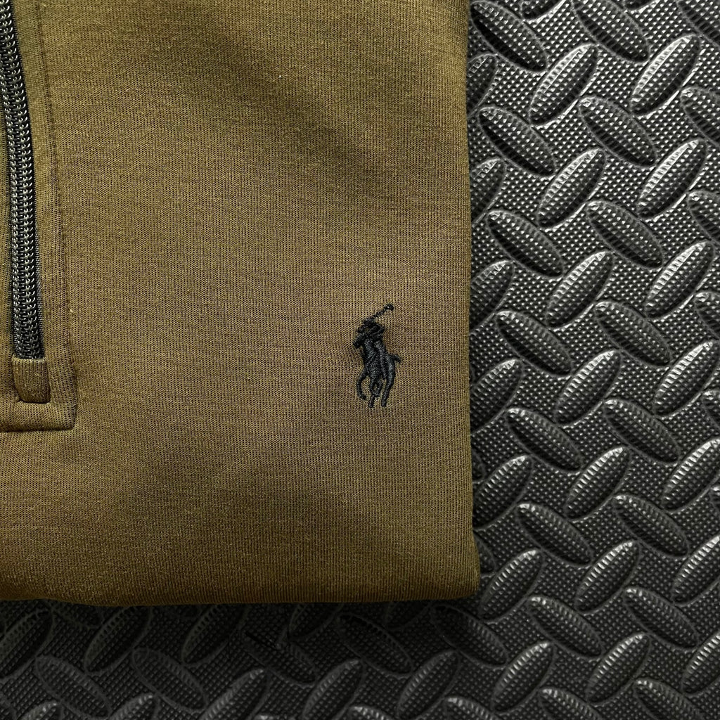 Ralph Lauren Khaki Brown 1/4 Zip Jumper | Men’s Classic Fit S / 3740