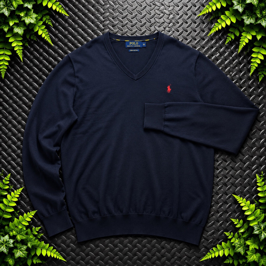 Ralph Lauren Navy V-Neck Jumper | Men’s Classic Fit L / 3773
