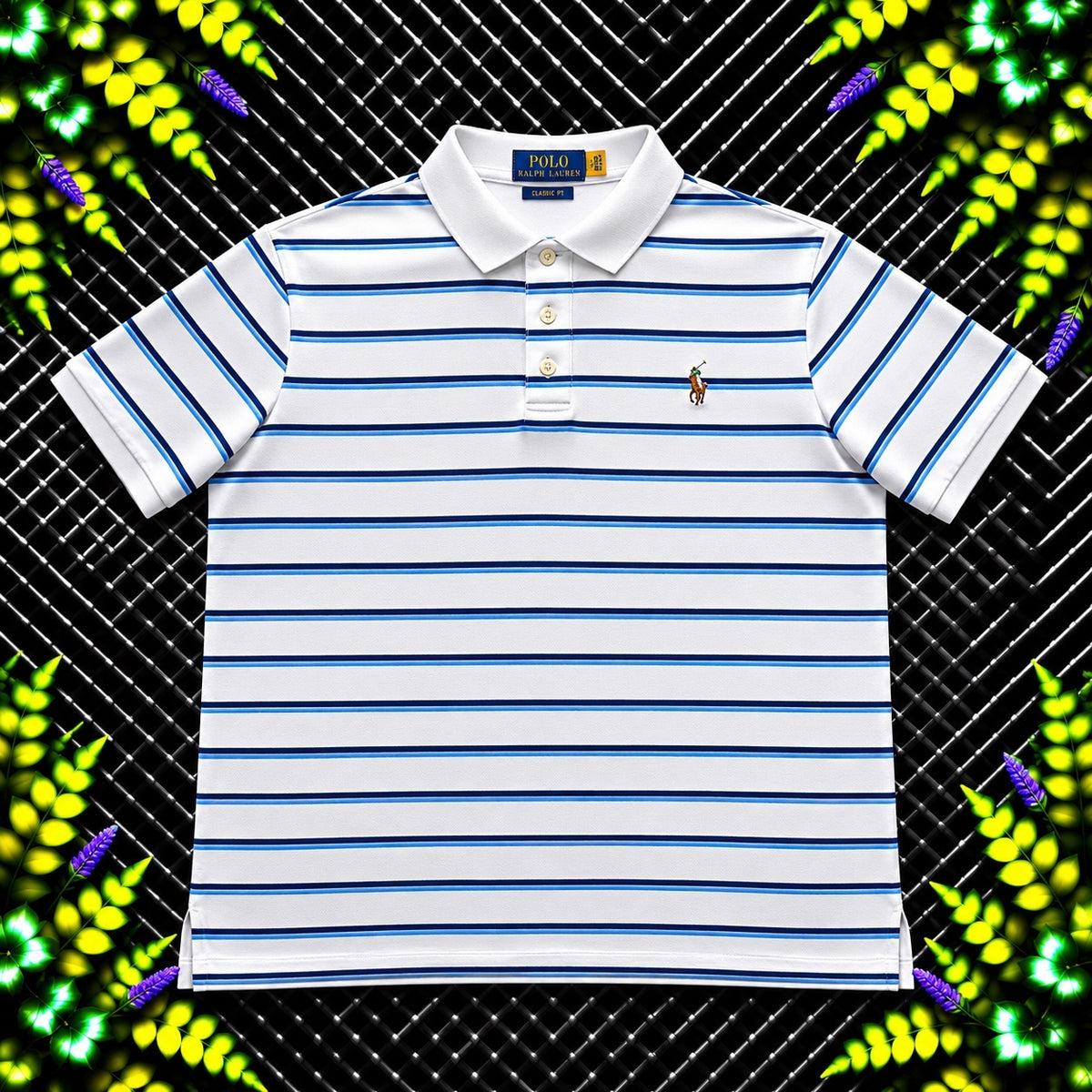 Ralph Lauren White Striped Polo Shirt | Men’s Slim Fit XL / 3813
