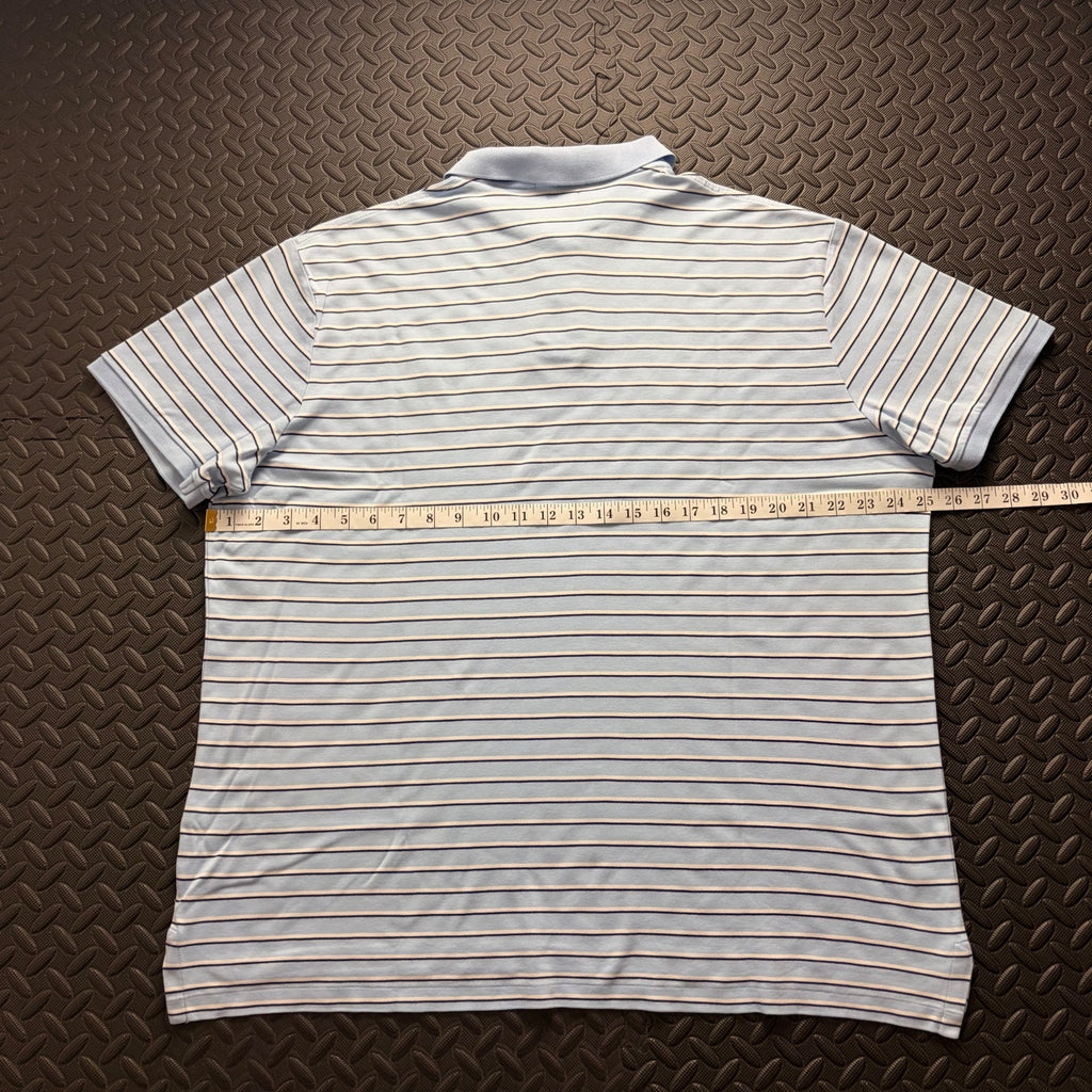 Ralph Lauren Light Blue Striped Polo Shirt | Men’s Custom Slim Fit XL / 3856