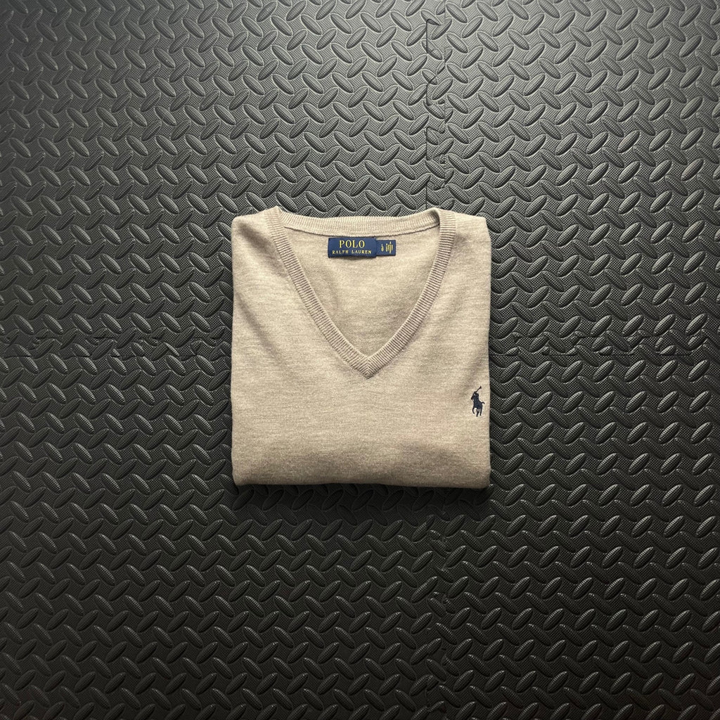 Ralph Lauren Beige V-Neck Jumper | Men’s Classic Fit L / 3778