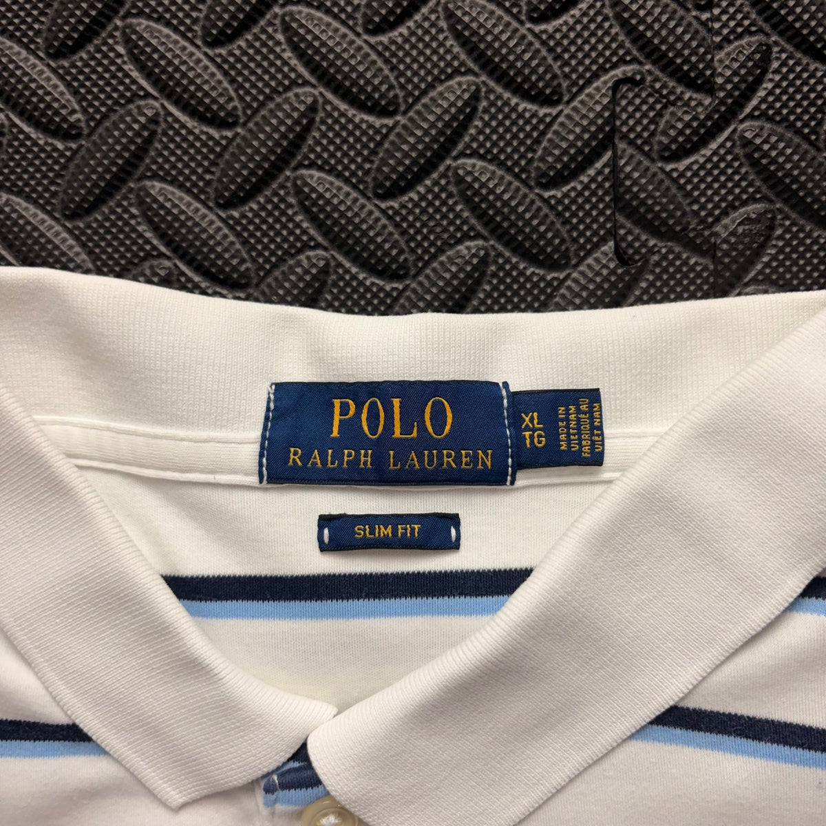 Ralph Lauren White Striped Polo Shirt | Men’s Slim Fit XL / 3813