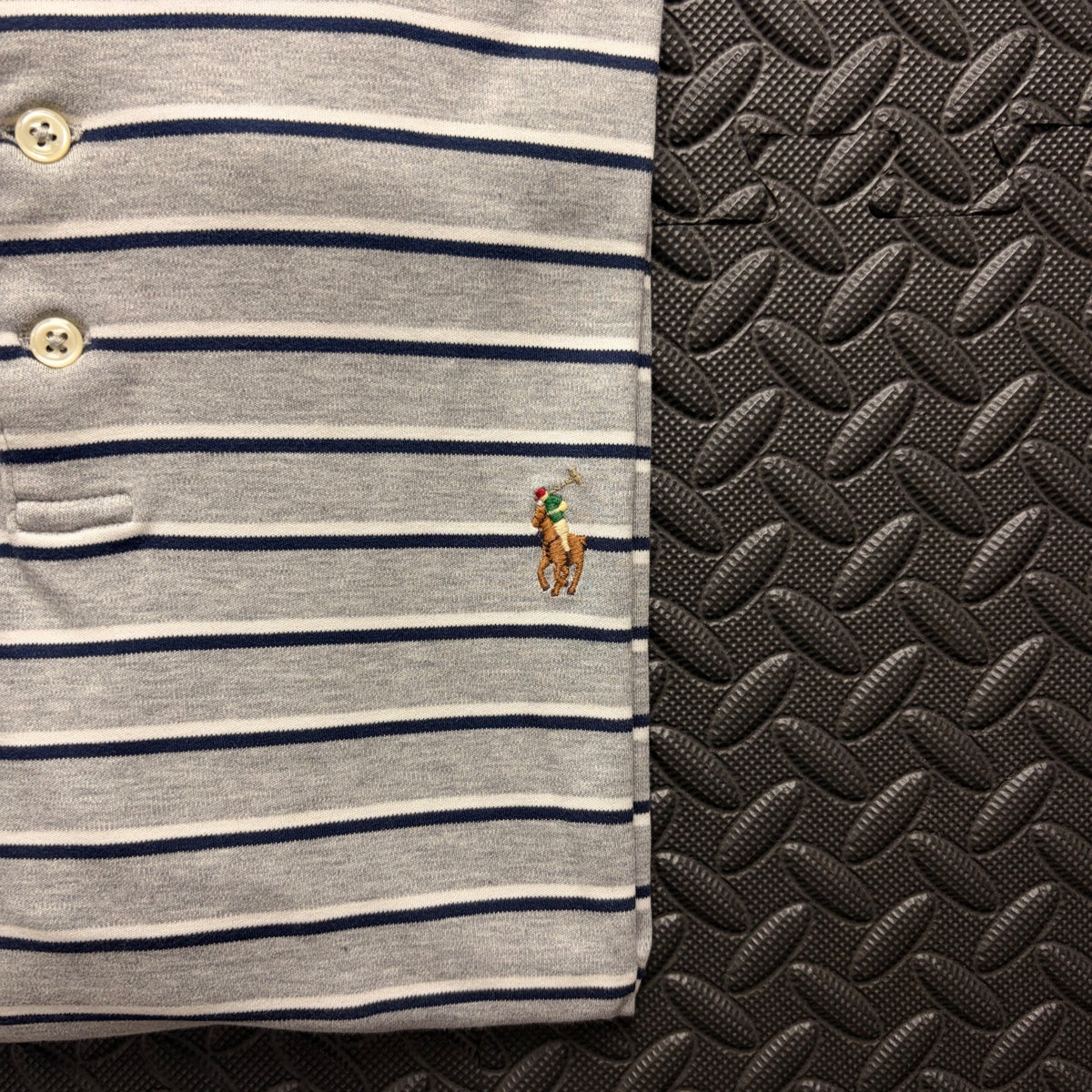 Ralph Lauren Grey Striped Polo Shirt | Men’s Classic Fit XL / 3853