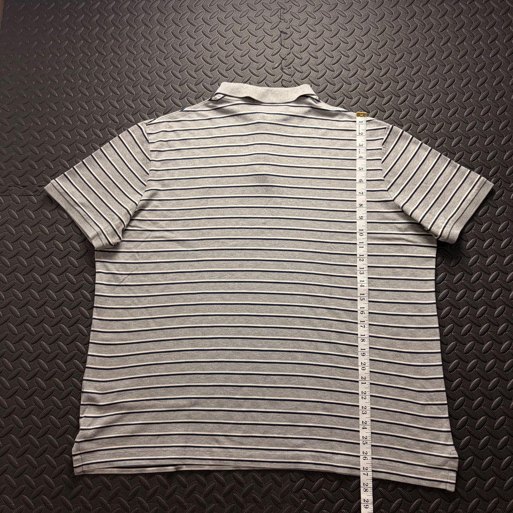 Ralph Lauren Grey Striped Polo Shirt | Men’s Classic Fit XL / 3853