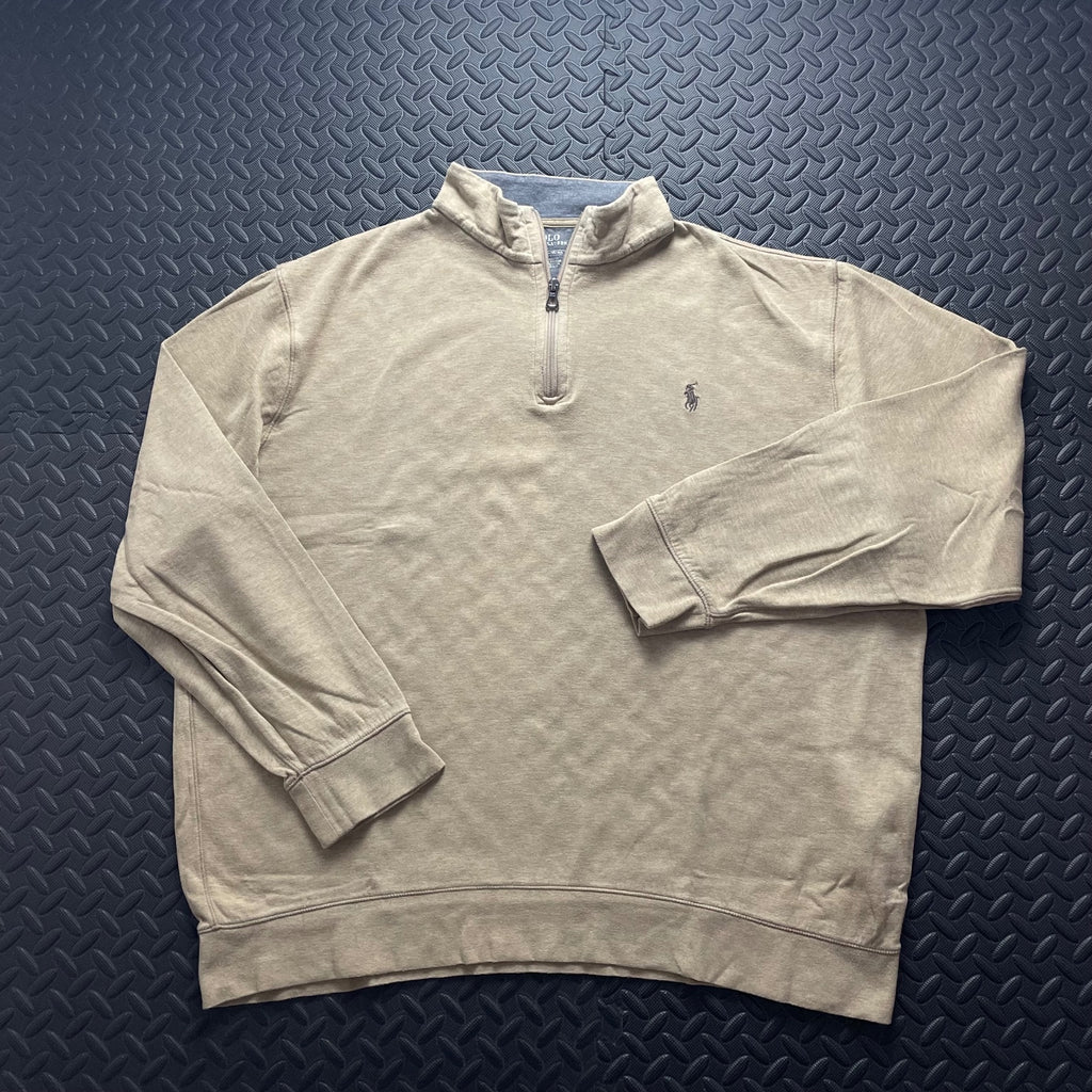 Ralph Lauren Beige 1/4 Zip Jumper | Men’s Classic Fit XL / 3726