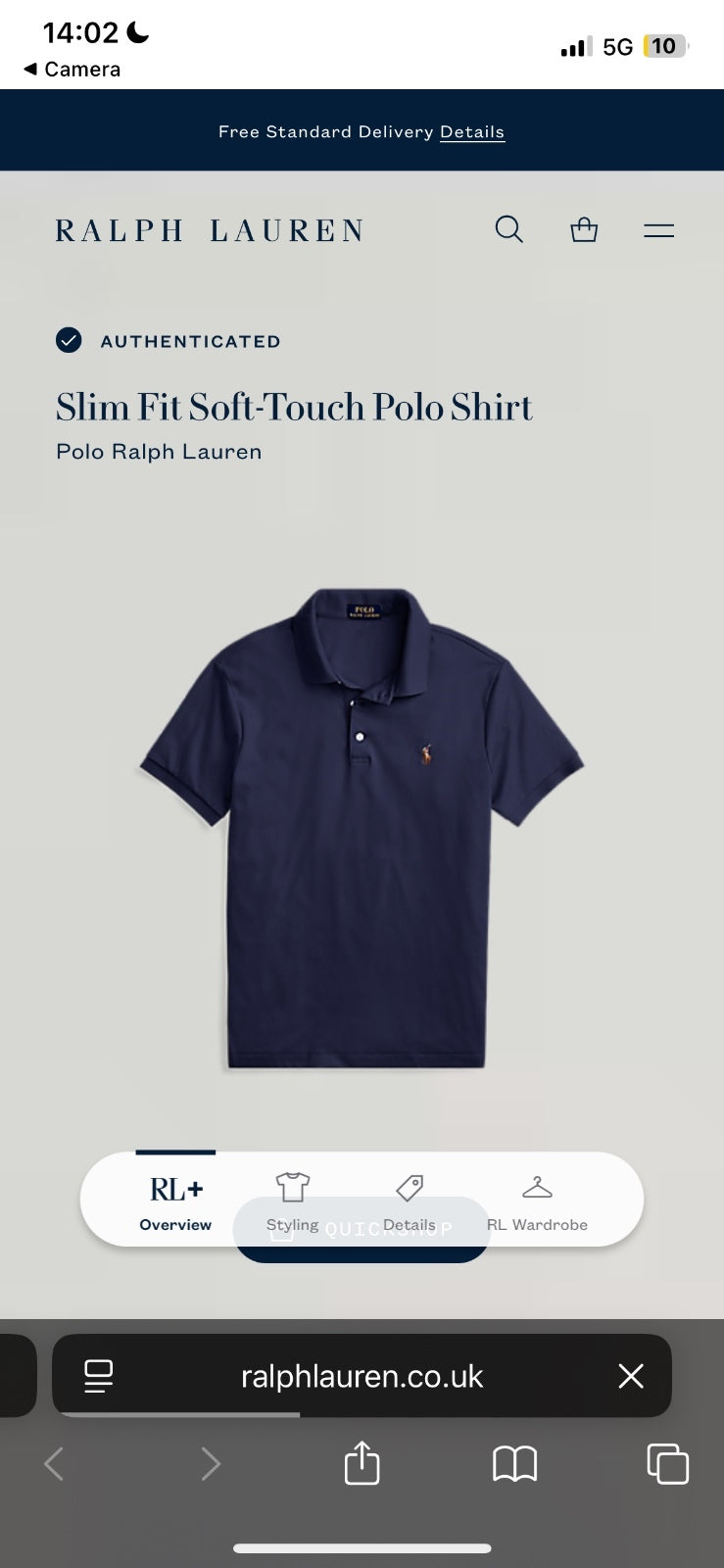 Ralph Lauren Navy Polo Shirt | Men’s Slim Fit M / 3799