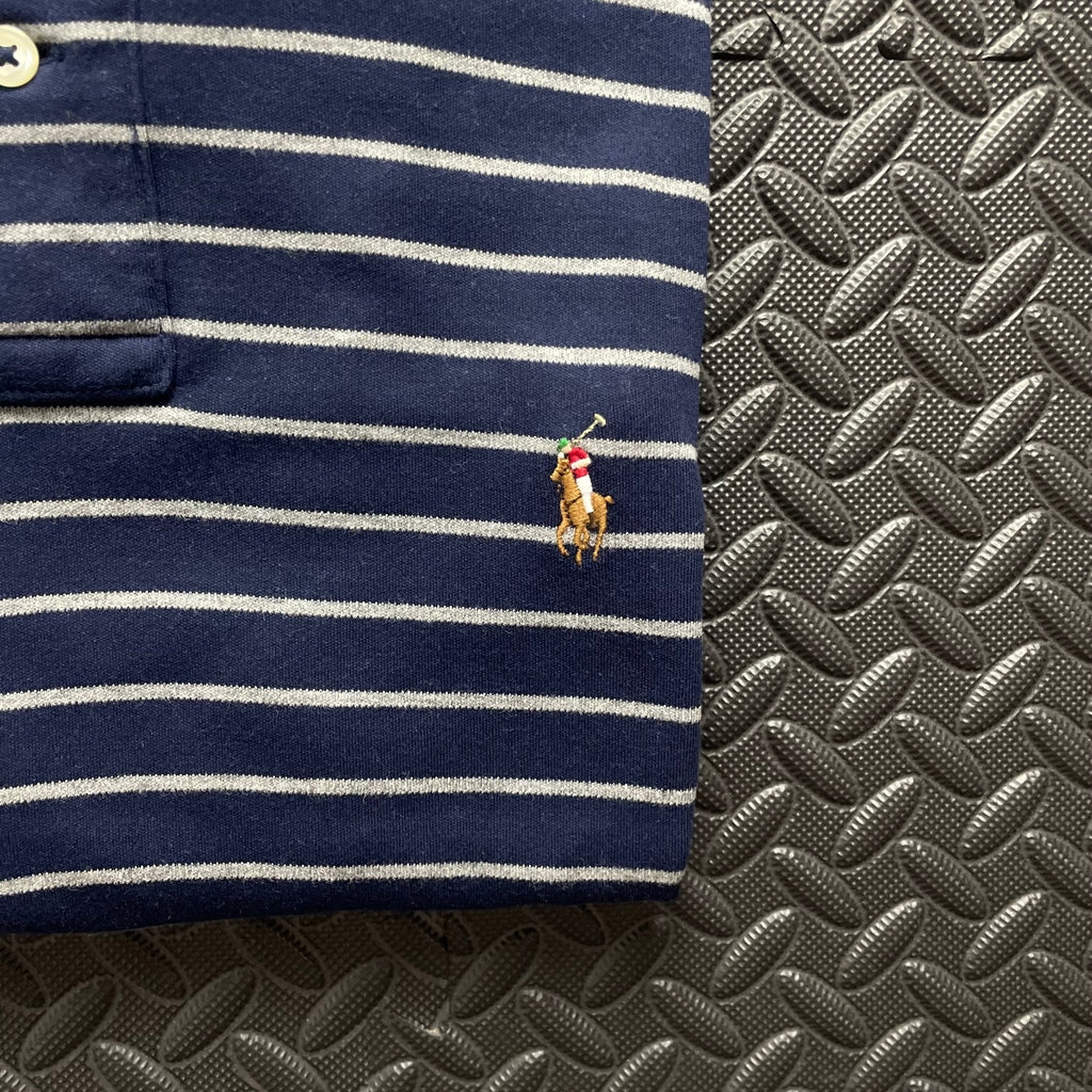 Ralph Lauren Navy Striped Polo Shirt | Men’s Classic Fit M / 3755