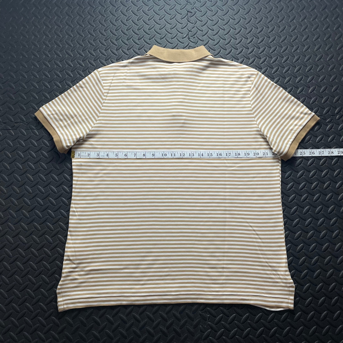 Ralph Lauren Beige Striped Polo Shirt | Men’s Classic Fit M / 3756