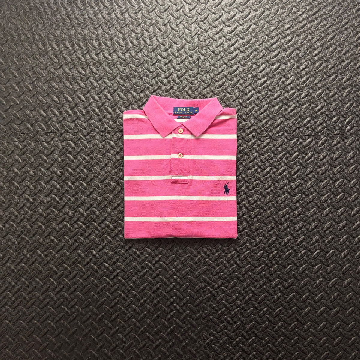 Ralph Lauren Pink Striped Polo Shirt | Men’s Classic Fit M / 3807