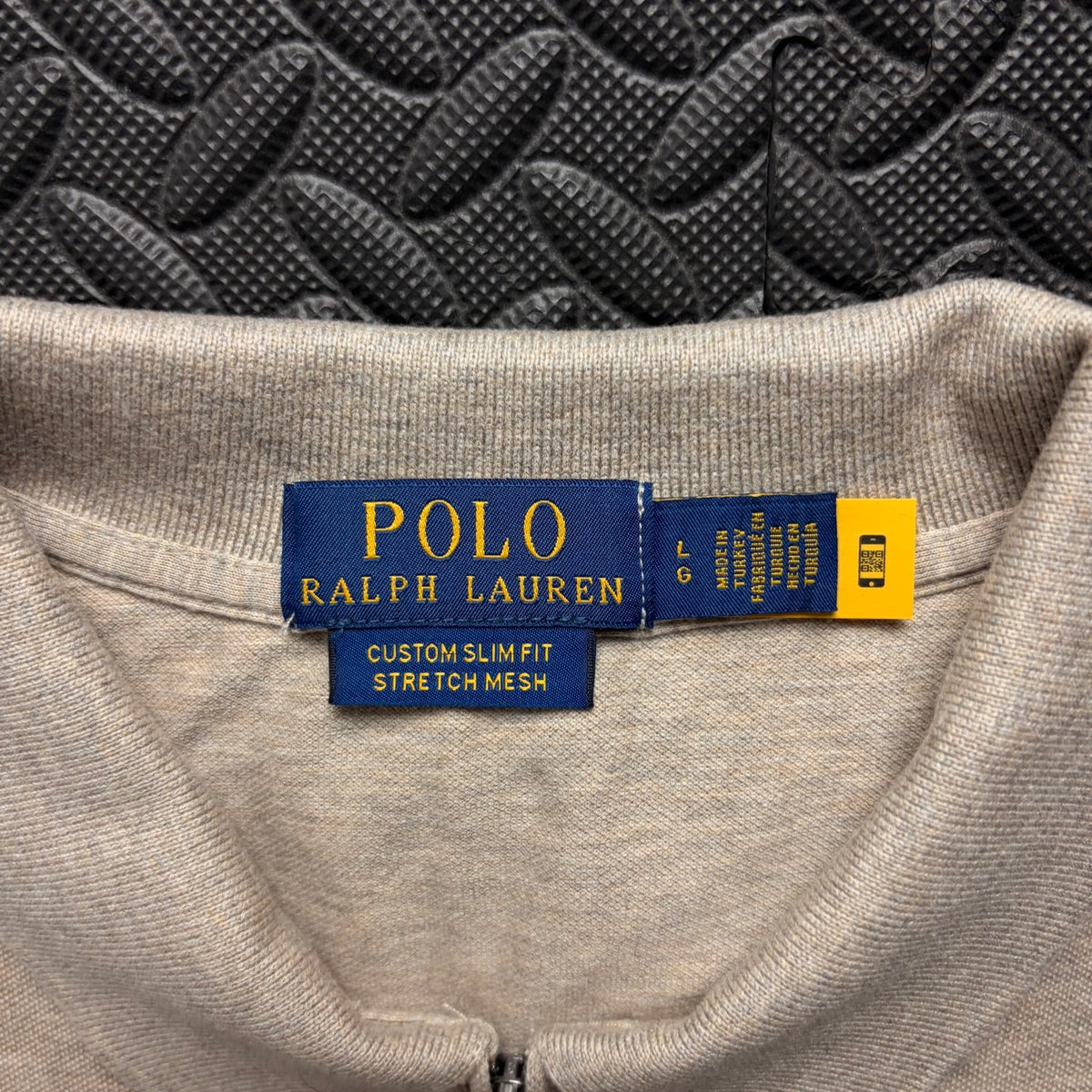 Ralph Lauren Beige 1/4 Zip Polo Shirt | Men’s Custom Slim Fit L / 3871