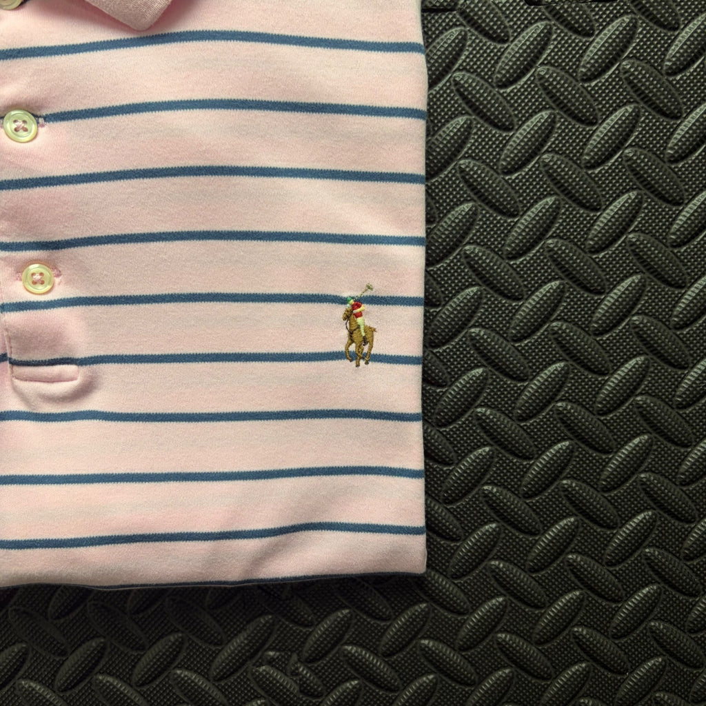 Ralph Lauren Pink Striped Polo Shirt | Men’s Custom Slim Fit XL / 3809