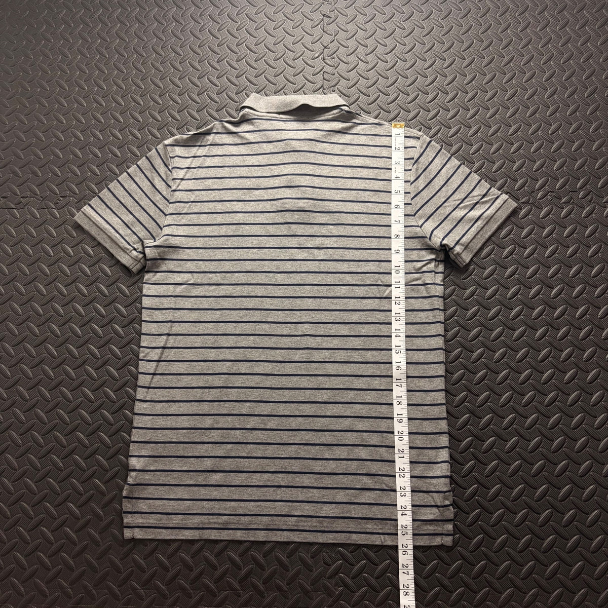 Ralph Lauren Grey Striped Polo Shirt | Men’s Classic Fit S / 3805