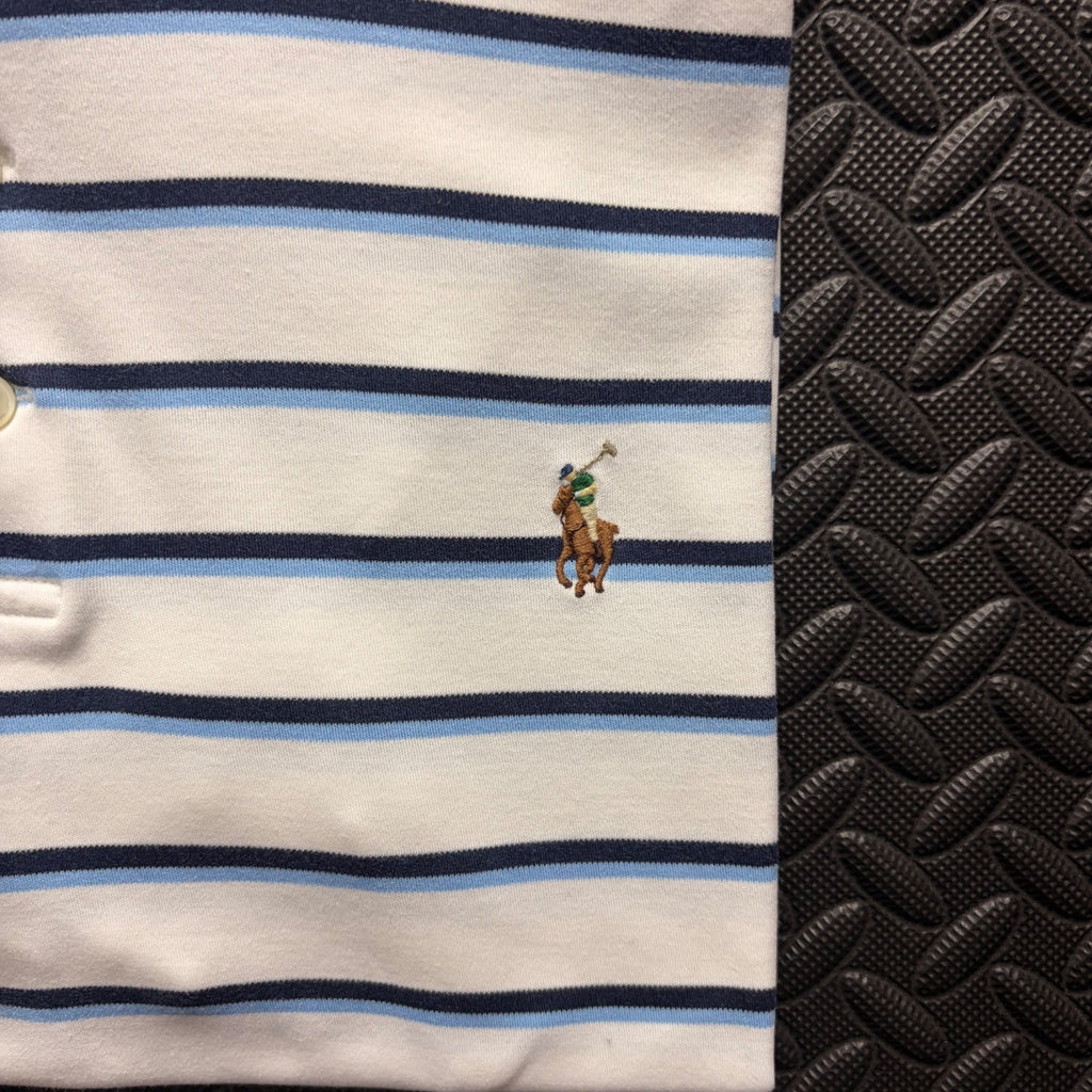 Ralph Lauren White Striped Polo Shirt | Men’s Slim Fit XL / 3813