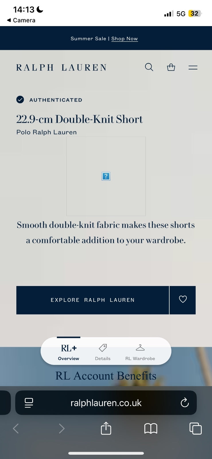 Ralph Lauren Blue Shorts | Double Knit | Mens M