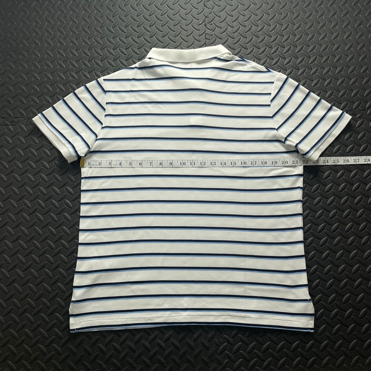 Ralph Lauren White Striped Polo Shirt | Men’s Custom Slim Fit L / 3759