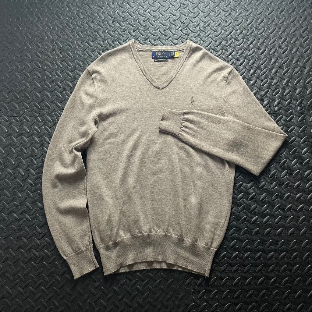 Ralph Lauren Beige V-Neck Jumper | Men’s Classic Fit XS / 3760