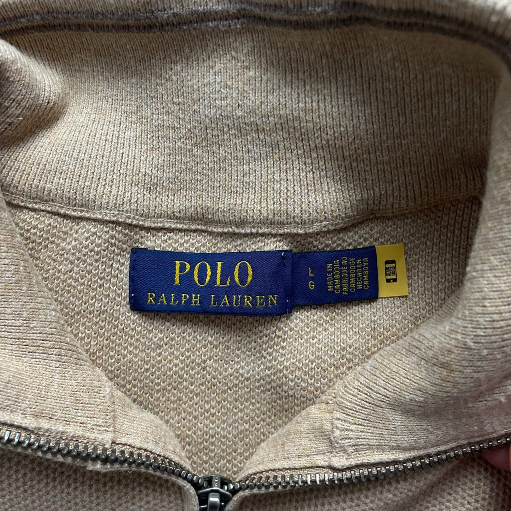 Ralph Lauren Beige 1/4 Zip Jumper | Men’s Classic Fit M / 3727