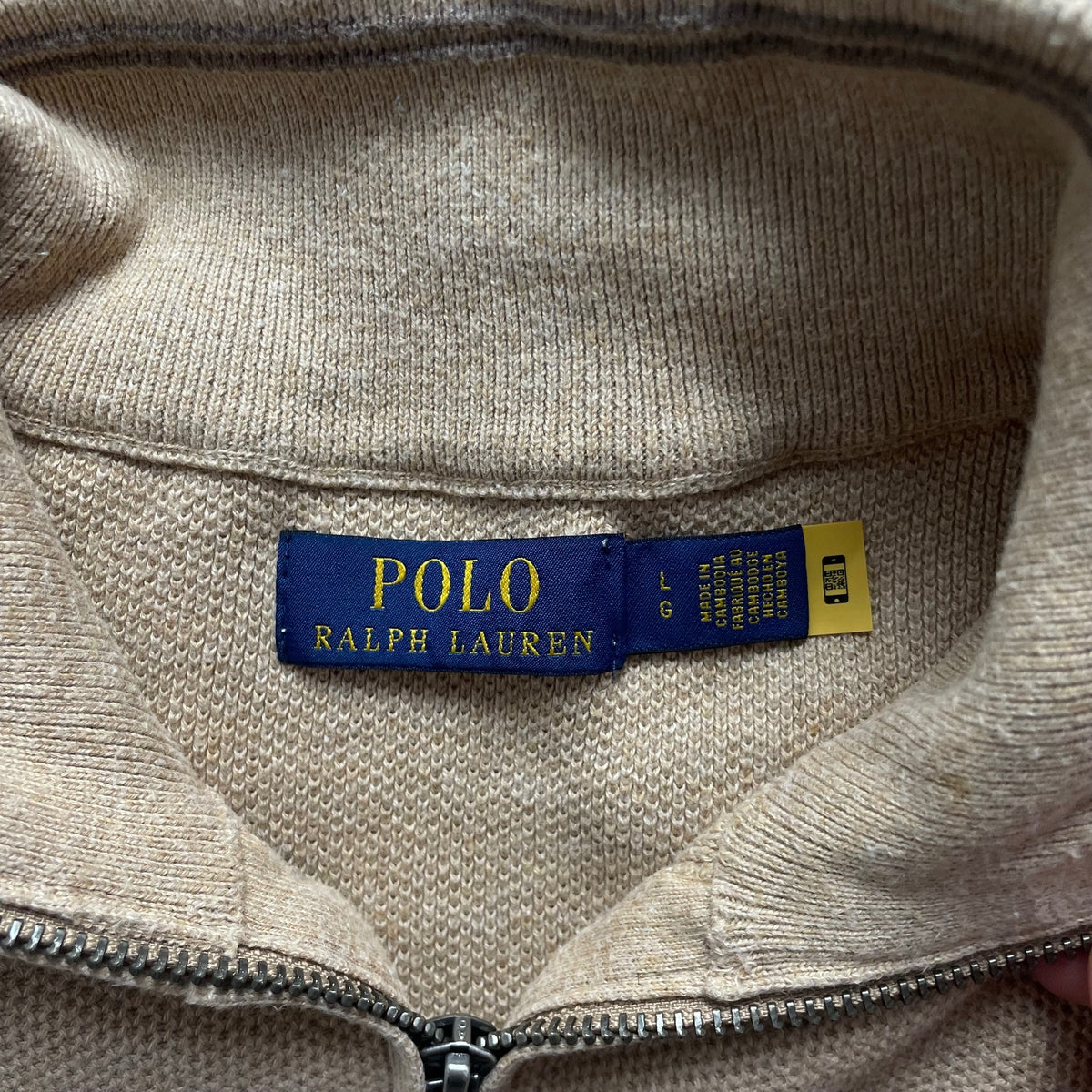 Ralph Lauren Beige 1/4 Zip Jumper | Men’s Classic Fit M / 3727
