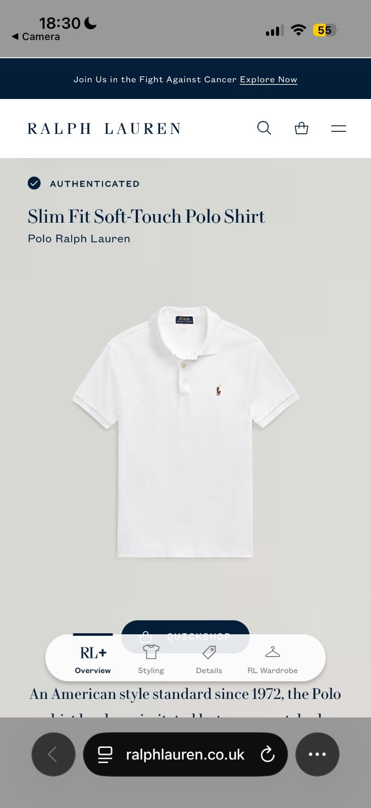 Ralph Lauren White Polo Shirt | Men’s Slim Fit XL / 3816