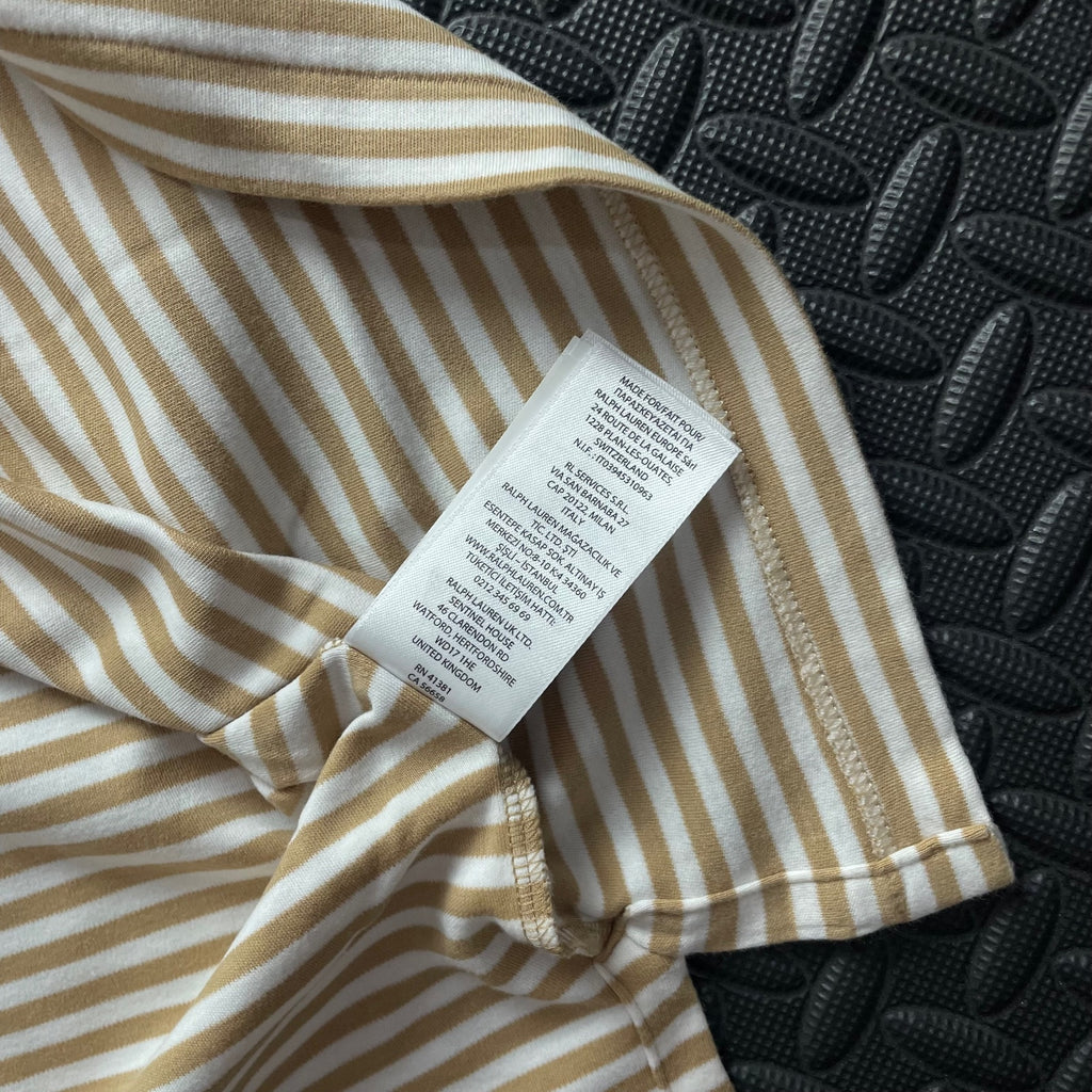 Ralph Lauren Beige Striped Polo Shirt | Men’s Classic Fit M / 3756